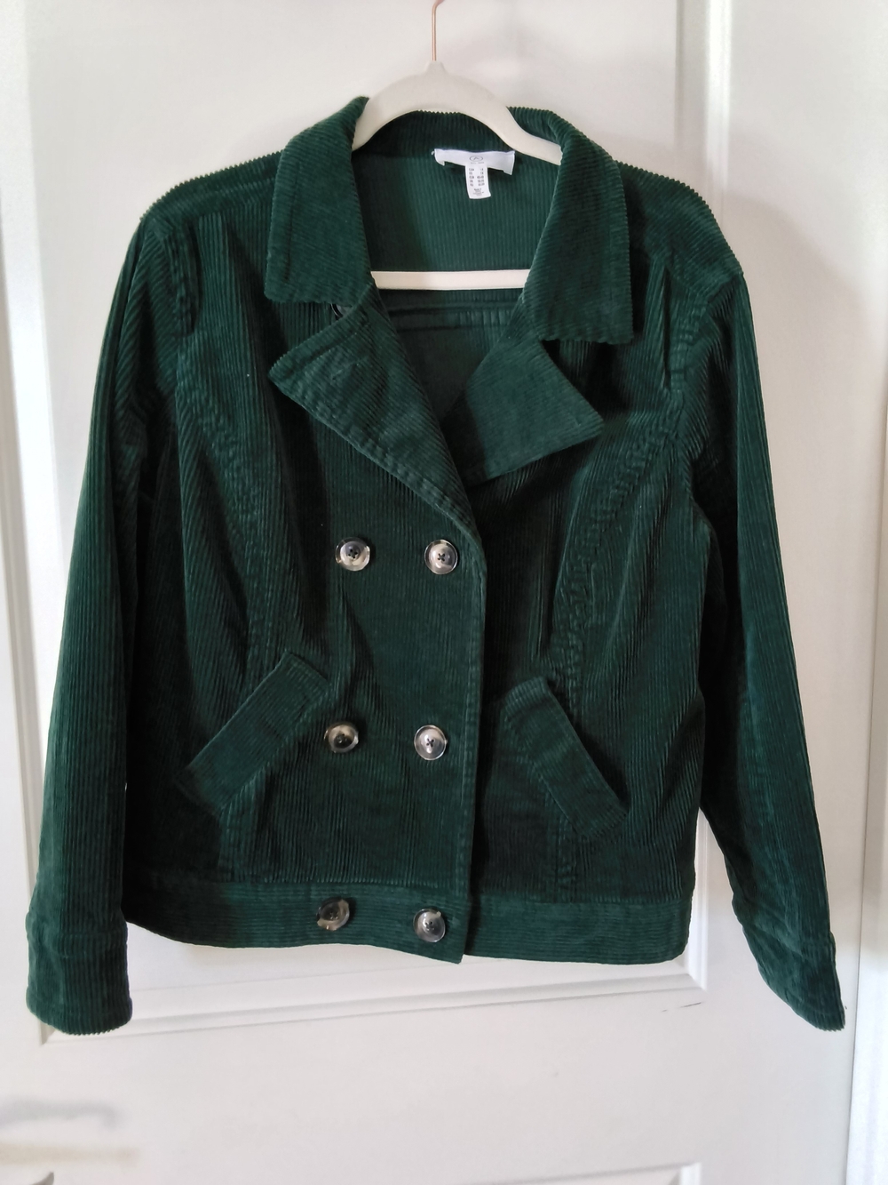 Vintage Addition Elle Forest Green Corduroy Double-Breasted Jacket - Size 1X